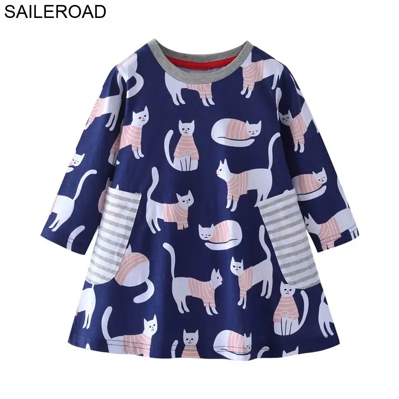 SAILEROAD Маленькие девочки с длинным рукавом платье Vestido Unicornio Infantil Осень детские платья для девочек Top Vestido Unicornio - Цвет: 5432 same picture