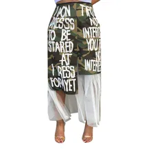 Women High Waist Camo Denim Skirt Vintage Letter Print Mesh Tulle Patchwork Harajuku Skirt Army Camouflage Ankle Length Skirt цена Women High Waist Camo Denim Skirt Vintage Letter Print Mesh Tulle Patchwork Harajuku Skirt Army Camouflage Ankle Length Skirt цены онлайн