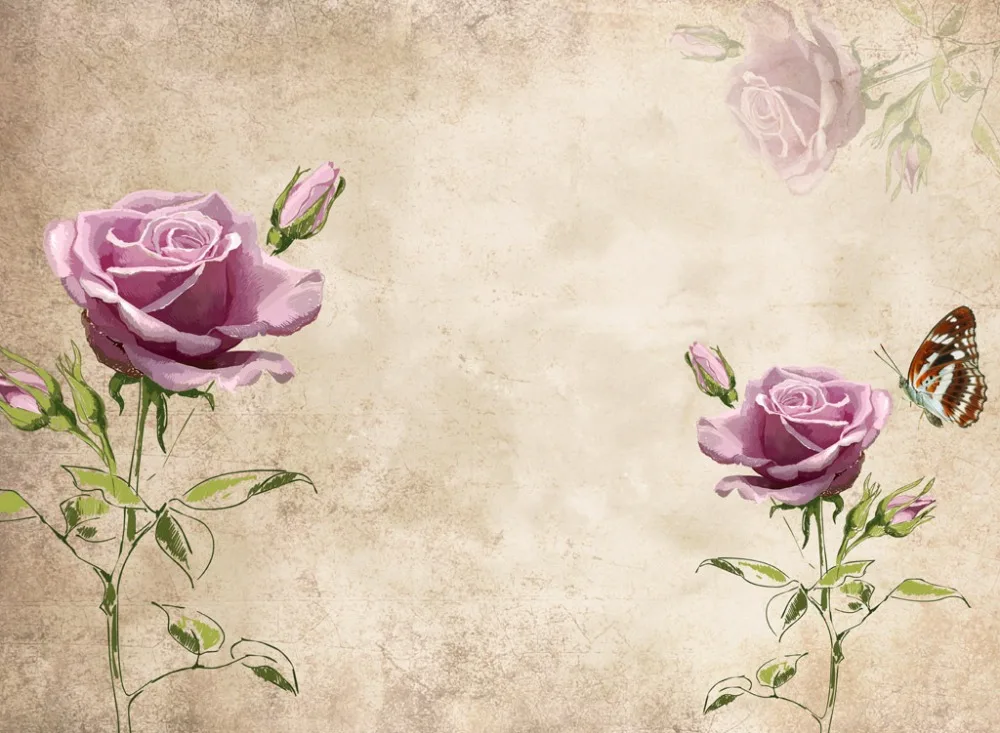 

Custom Photo Wallpaper 3D Stereo Wallpaper Mural Painting For Living Room Vintage Oil Painting Rose TV Background 3D Mural