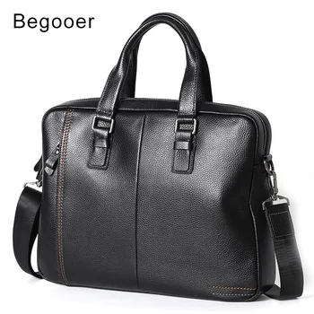 

Luxury Genuine Leather Men's Briefcases 14" Laptop Handbag Men Business Leather Crossbody Bag Messenger Shoulder Bags for Men