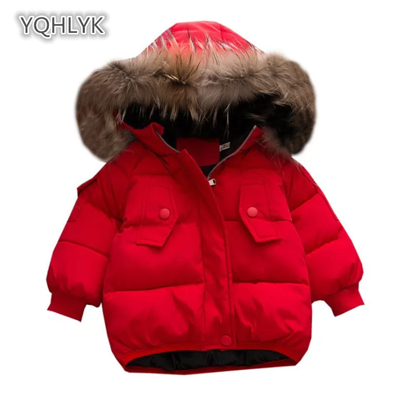

Children's winter baby boys cotton coat Korean hooded warm girls coats thick short baby Parkas Outerwear LK221