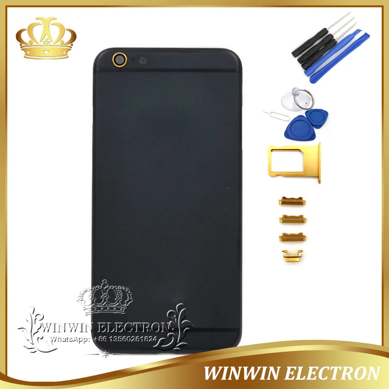 

Good Quality Guarantee Rear Battery Door Chassis for iphone 6P Black Middle Frame Housing Back Cover with Card Tray Buttons Tool
