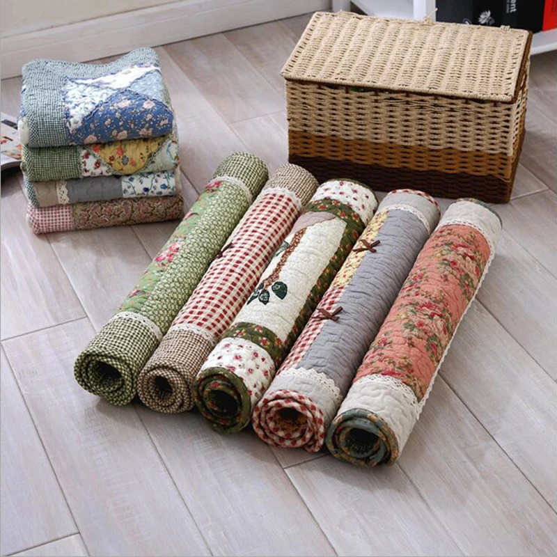 Pa.an Cotton Quilting Floor Mat Handstitched Patchwork Carpet Pastoral Scenic Non-slip Living Room Hallway Door Rug customizable Pa.an Cotton Quilting Floor Mat Handstitched Patchwork Carpet Pastoral Scenic Non-slip Living Room Hallway Door Rug customizable