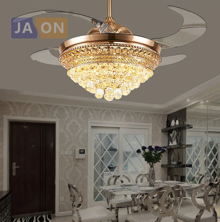 

LED Modern Crystal Steel Alloy ABS Gold Ceiling Fan.LED Lamp.LED Light.Ceiling Lights.LED Ceiling Light.For Foyer Bedroom