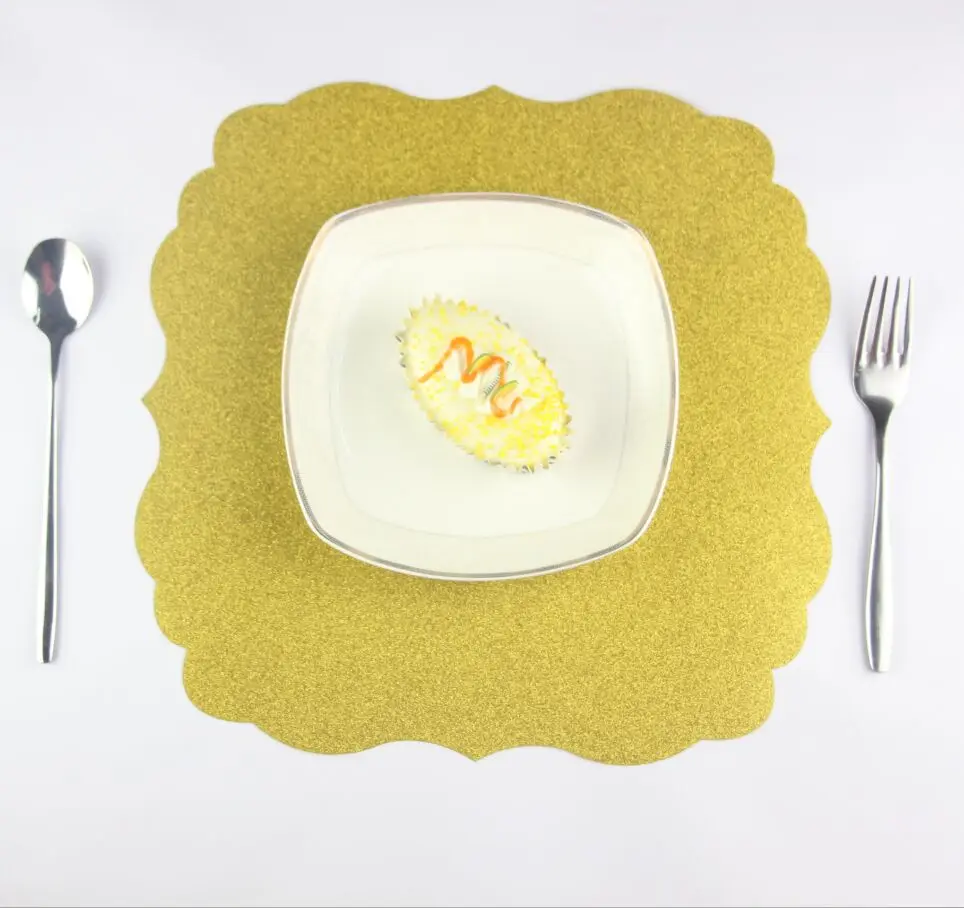24 Pieces Wholesale Gold Glitter Tablemats Table Settings Wedding Placematsin Disposable Party