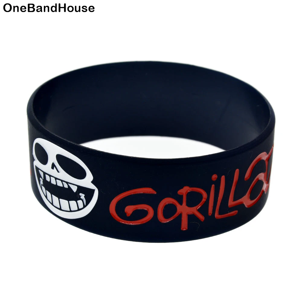 1 шт. силиконовый музыкальный браслет Gorillaz один дюйм широкий черный|Браслеты с