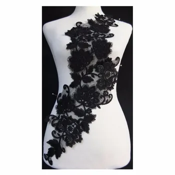 

Newest Black Flower Embroidery Lace Appliques Patches Collars Dance Dress Costume Decorating Sewing DIY Crafts 5pcs/lot TBNC118A