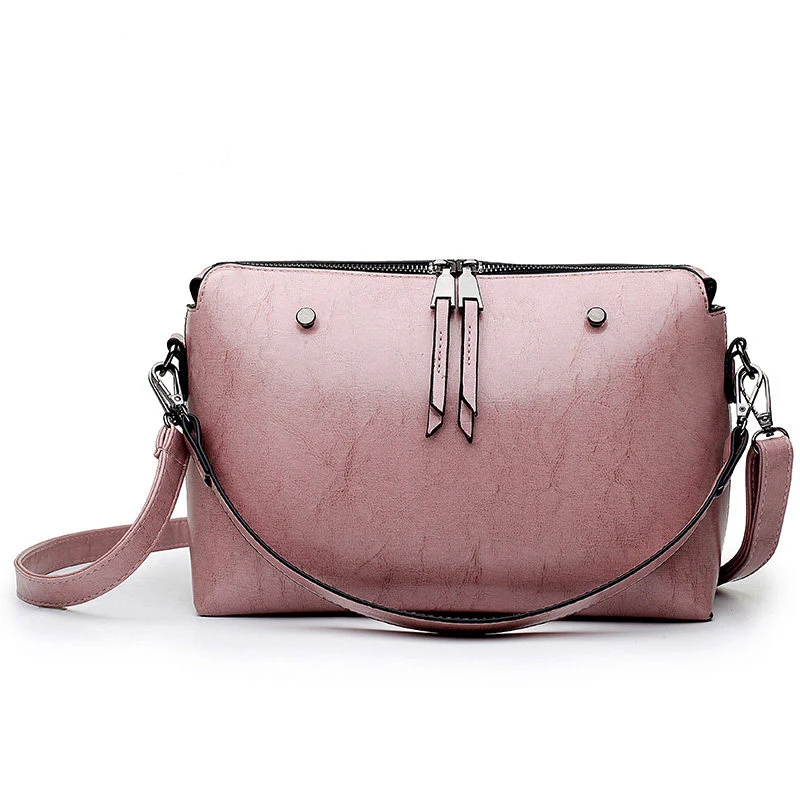 Retro Simple Ladies Crossbody Bag Classy Double Zippers Designer Small Shoulder Bag PU Leather Women Vintage