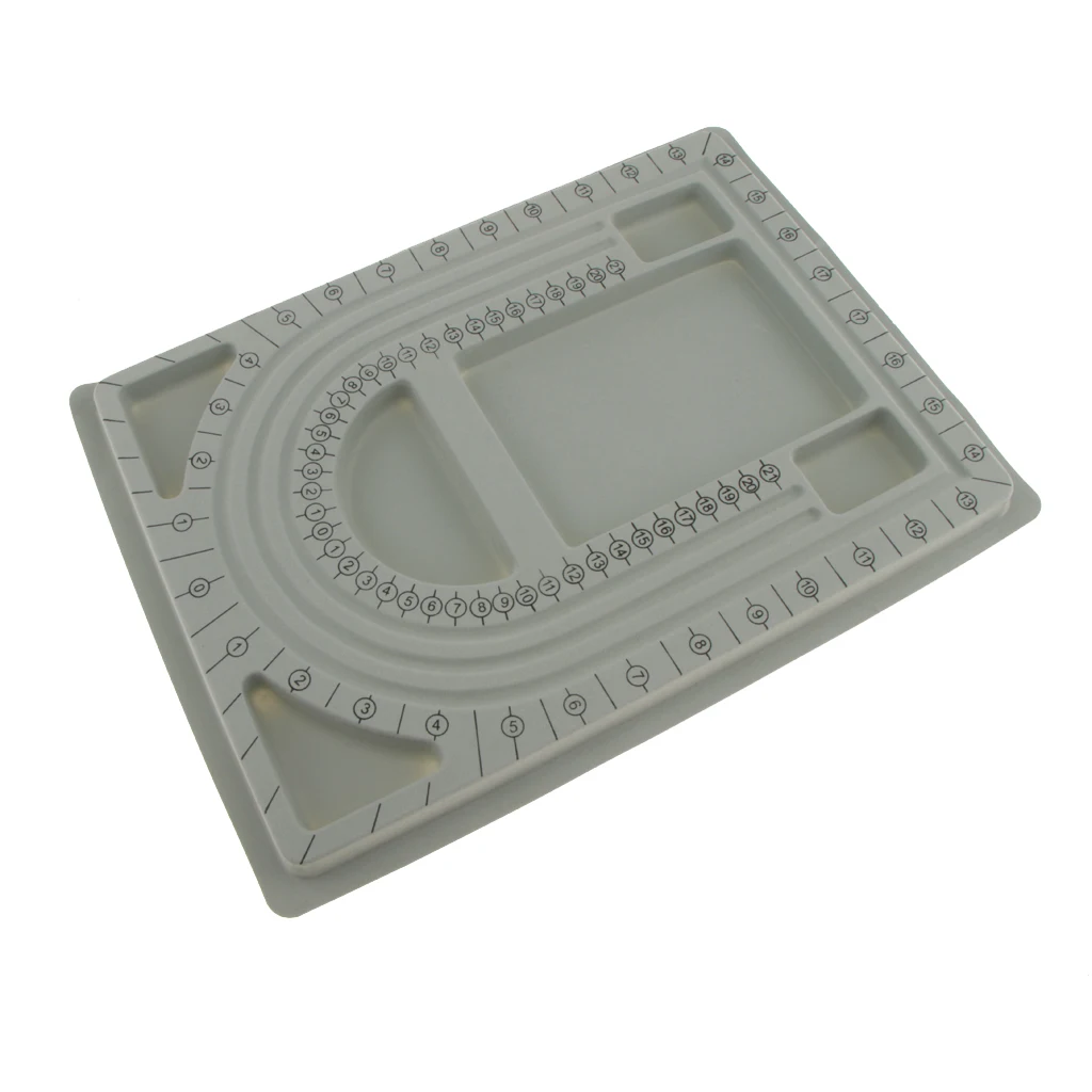 Plastic Flocked Beading Bead Board Bracelet Design Tray Jewellery Making DIY Craft Tool Gray 33 x 24 cm
