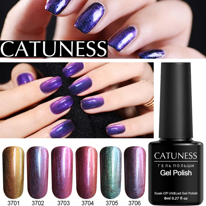 

CATUNESS 8 Ml Chameleon 3D Cat's Eye Nail Polish Magnetic UV Nail Polish Magnet Nail Polish Varnish Bling Gel Top Coat