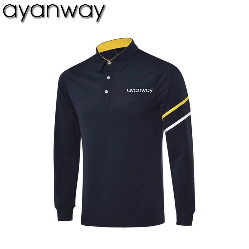 

AYANWAY Golf full sleeves shirt Man long sleeve golf jeyseys Men turn down sport shirt male golf clothing can customize LOGO