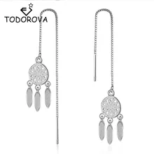 Todorova Plated Dream Catcher Dreamcatcher Feather Tassel Drop Earrings for Women Long Chain Dangle Earrings Jewelry dreamcatcher design feather drop earrings