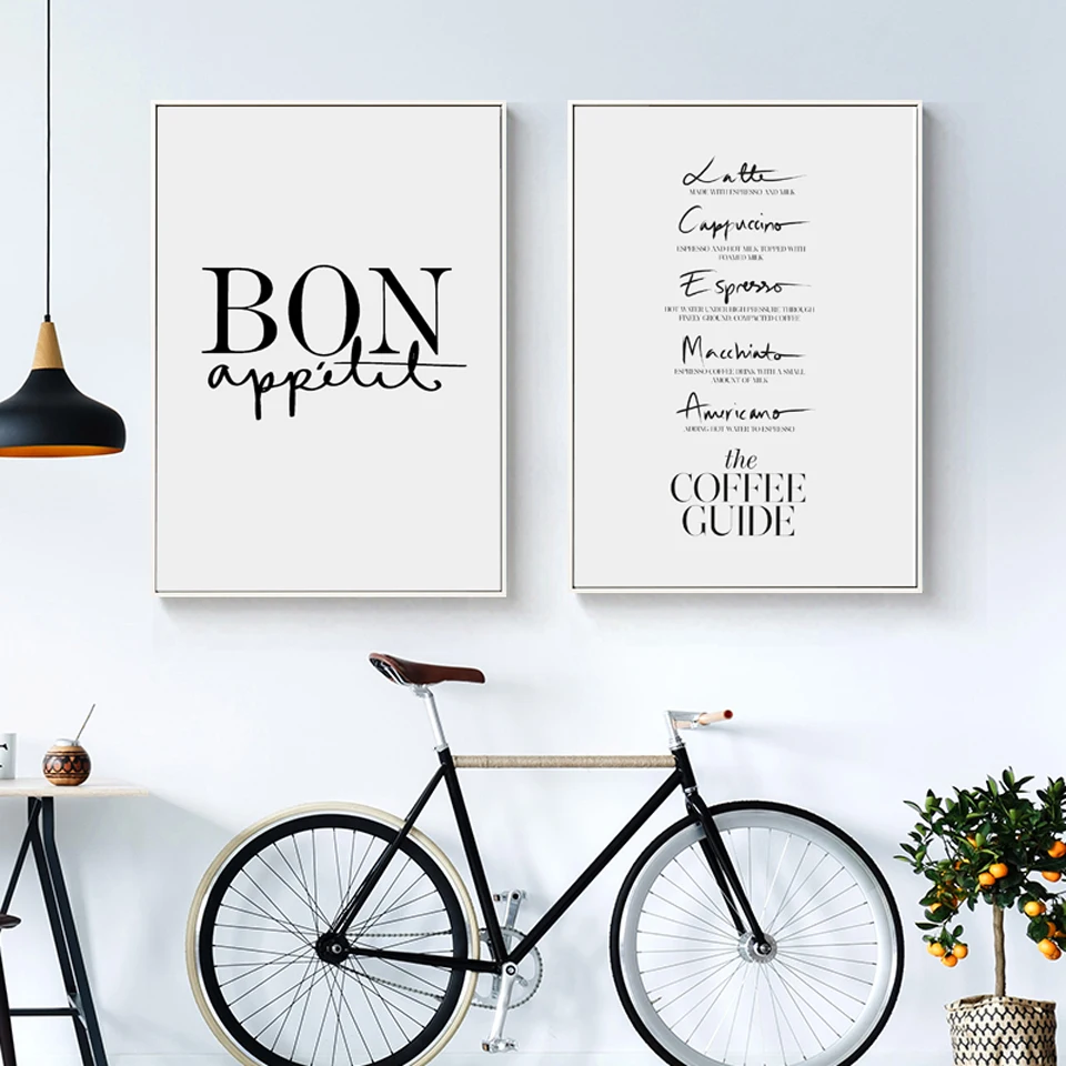 Французский кухонный художественный Декор Бон аппетит плакаты и принты минимализм кофе руководство настенные картины для столовой типография плакат
