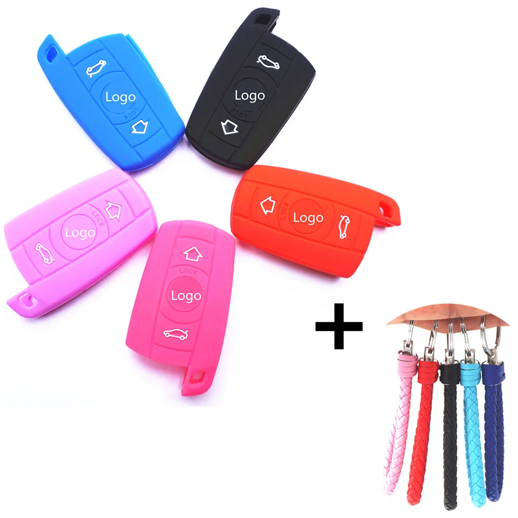 

WFMJ Silicone Skin 3 Buttons Key Chain Keyring Cover Bag for BMW 328i 330Ci 330i 335xi 525i 525xi 528i 530i 530xi 535i 545i 550i