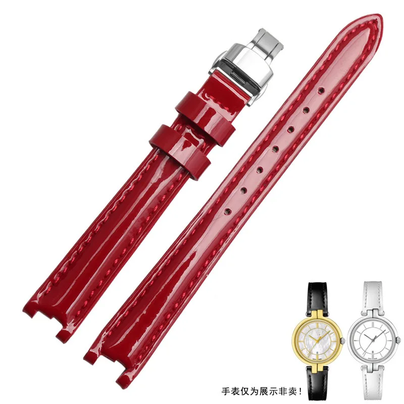 Высокое качество 12 мм(пряжка 10 мм) T094210A Серебряная Пряжка+ белый натуральная кожа пальто краски часы полосы ремешок для T094 - Цвет ремешка: Red Silver buckle