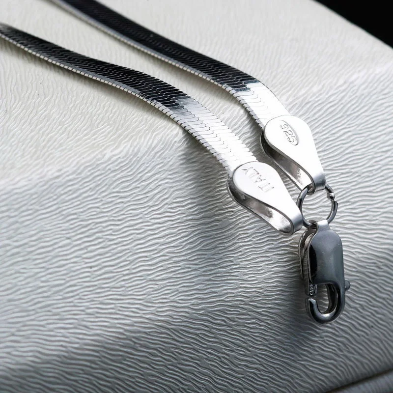 Цельное 925 Серебряное ожерелье «Лезвие» 4,5 мм-5,5 мм ширина ключицы цепи ожерелье Италия изысканное колье ожерелье