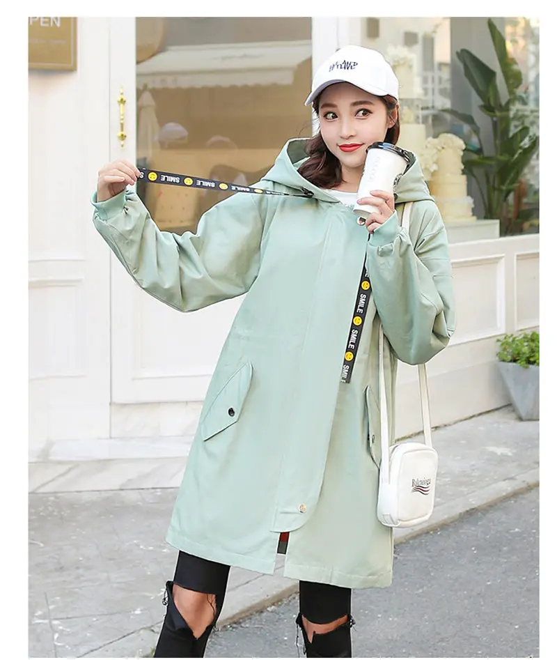 Весна зима новая Корейская Свободная Женская Длинная ветровка большого размера Студенческая Плотная хлопковая Женская куртка с капюшоном LQ743