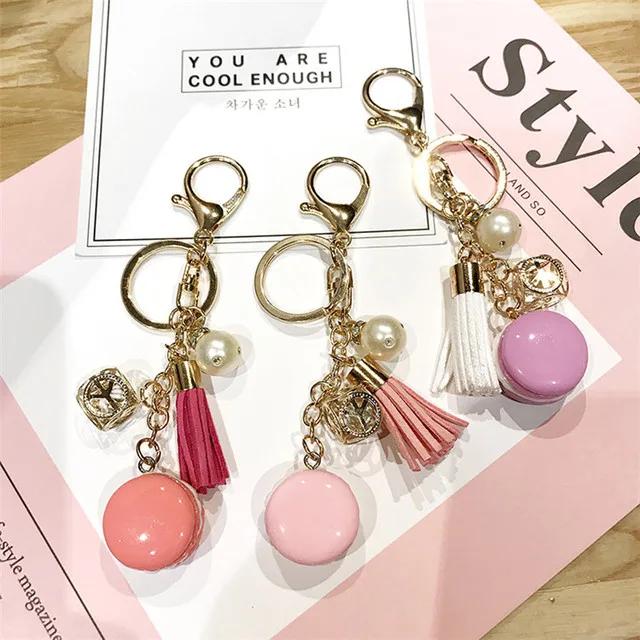 

2019 Hot Macarons Cake Key chain nice cute France Cake Macarons LADUREE Keychain car Key Ring women bag Pendant gift Jewelry