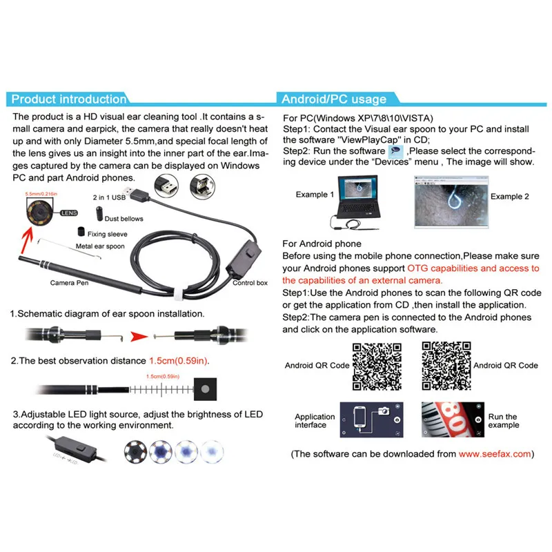 2in1 USB Earpick мини Камера эндоскопа уха Тематические товары про рептилий и земноводных инструмент HD visual Ложка уха