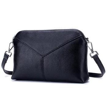 

Fashion Elegant Genuine Leather Women Shoulder Bags 2019 New Cowhide Leather Clutch Purse with Shoulder Strap Crossbody Bag