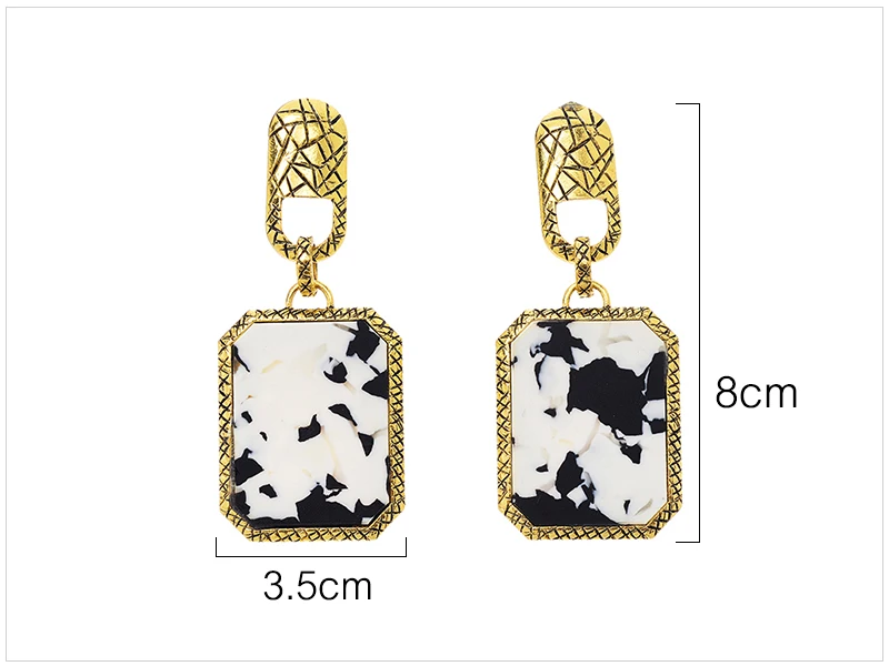 White Marble Square Earrings  (1)