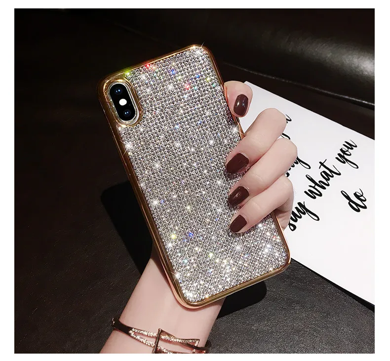 

girl Cute Sexy Silicone Luxury Plating Diamond Gold Glitter Bling phone case for iphone 7 7plus 6s 8 plus X XR XS MAX Coque