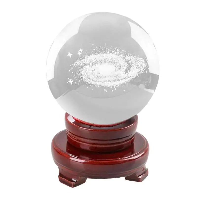 Искусственного кристалла исцеления Стекло мяч 3D Внутренняя гравировка галактики прозрачное стекло, хрусталь мяч лечебная Сфера Стекло мяч реквизит 60/80 мм - Цвет: B