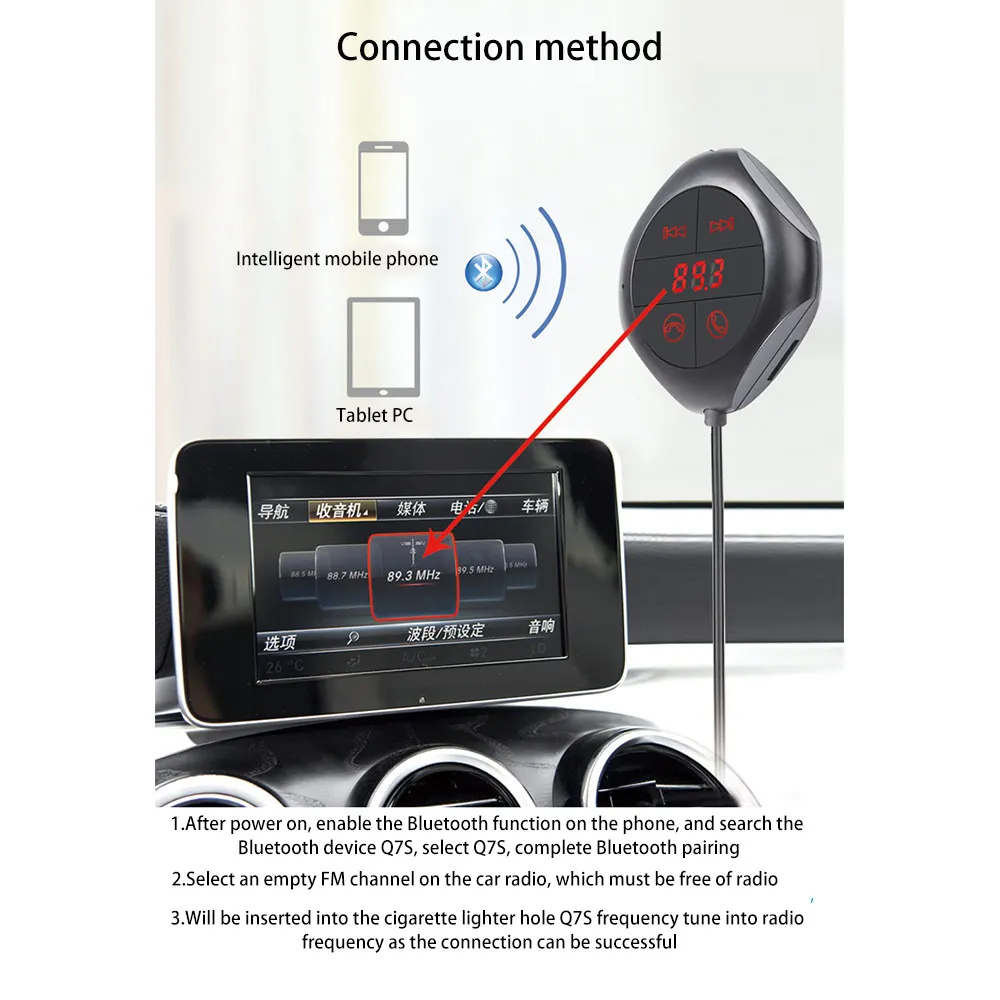 Автомобильный беспроводной fm-передатчик, Bluetooth, громкая связь, голосовая навигация, fm-модулятор, Автомобильный MP3-плеер, двойной USB, AUX, разъем для зарядки телефона