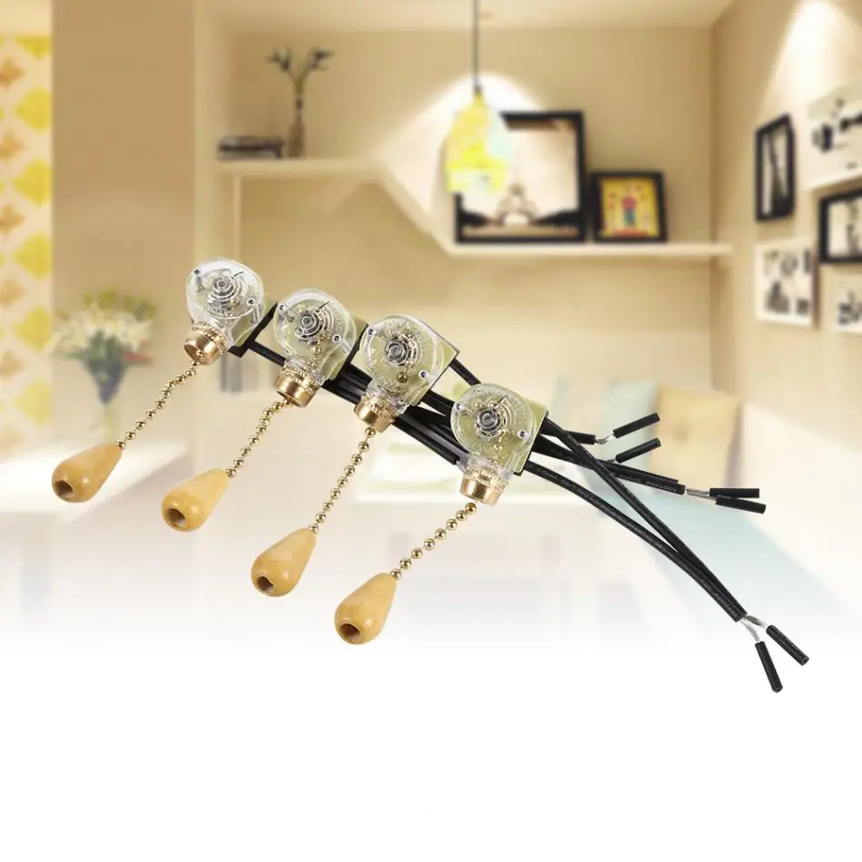

4Pcs Universal Home Ceiling Lamp Wall Light Replacement Light Pull Chain Cord Switch 250V 125V