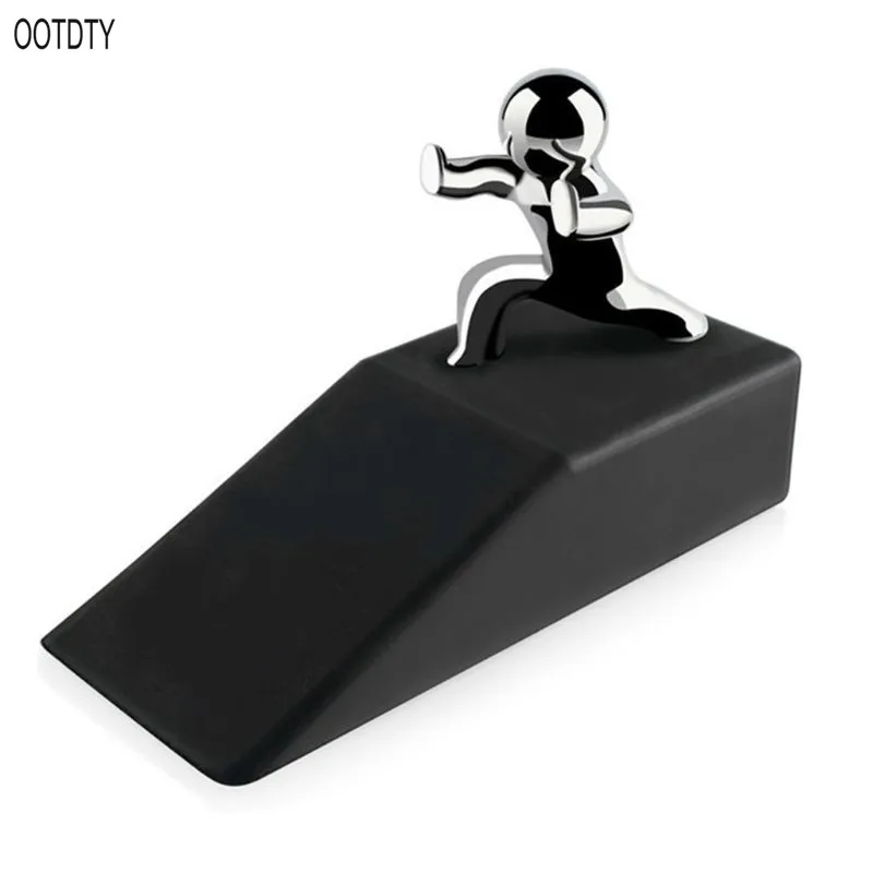 

Zinc Alloy Pushing Man Doorman Non-slip Rubber Wedge Base Door Stopper Novelty Buffers Safety Home Office