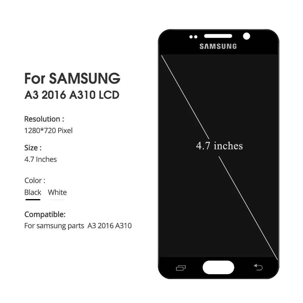 4,7 ''SUPER AMOLED для SAMSUNG Galaxy A3 A310 A310F A3100 ЖК-дисплей кодирующий преобразователь сенсорного экрана в сборе Замена