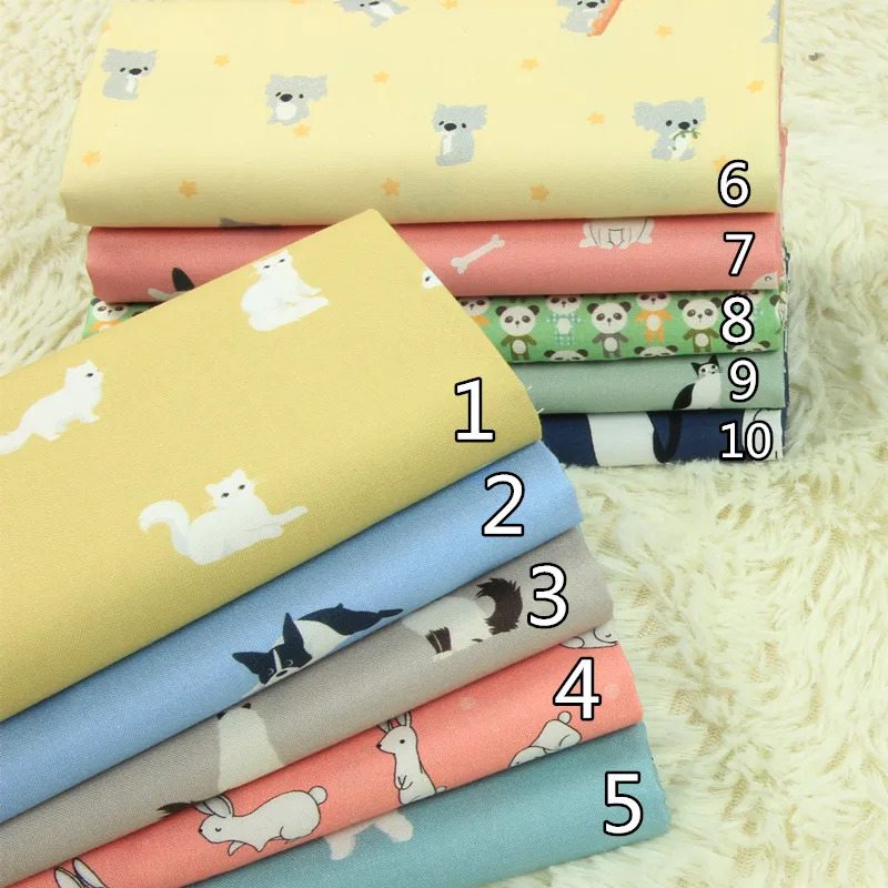 Импортная однотонная хлопковая ткань с рисунком кошек и собак, мягкая ткань для одежды, A767