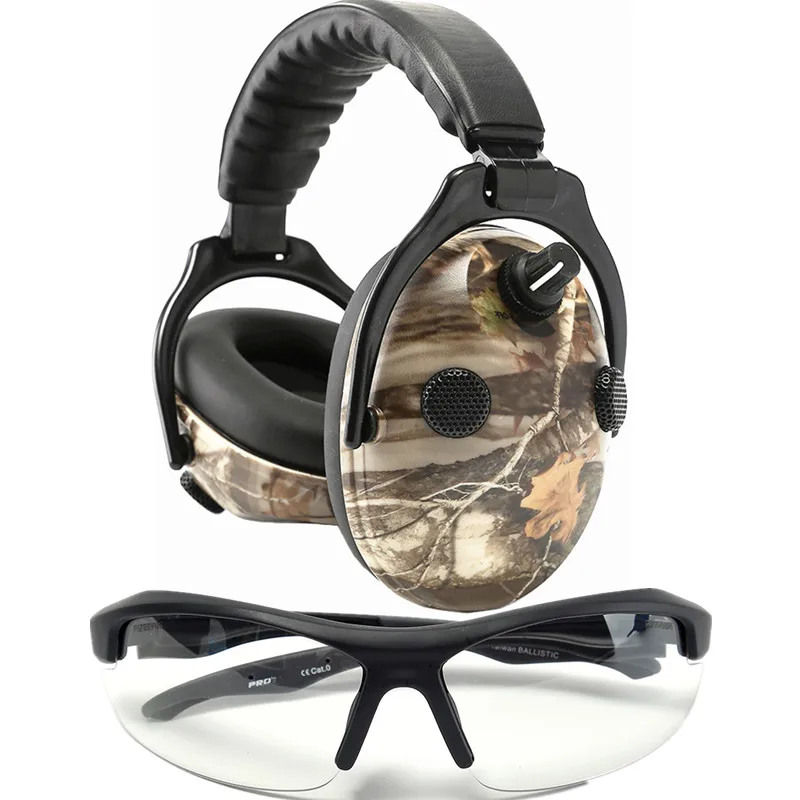 comprar Proteção Auditiva do Ouvido Earmuffs eletrônicos com Balístico Militar Limpar Anti Nevoeiro Óculos para Fotografar a Caça Resistente A Riscos