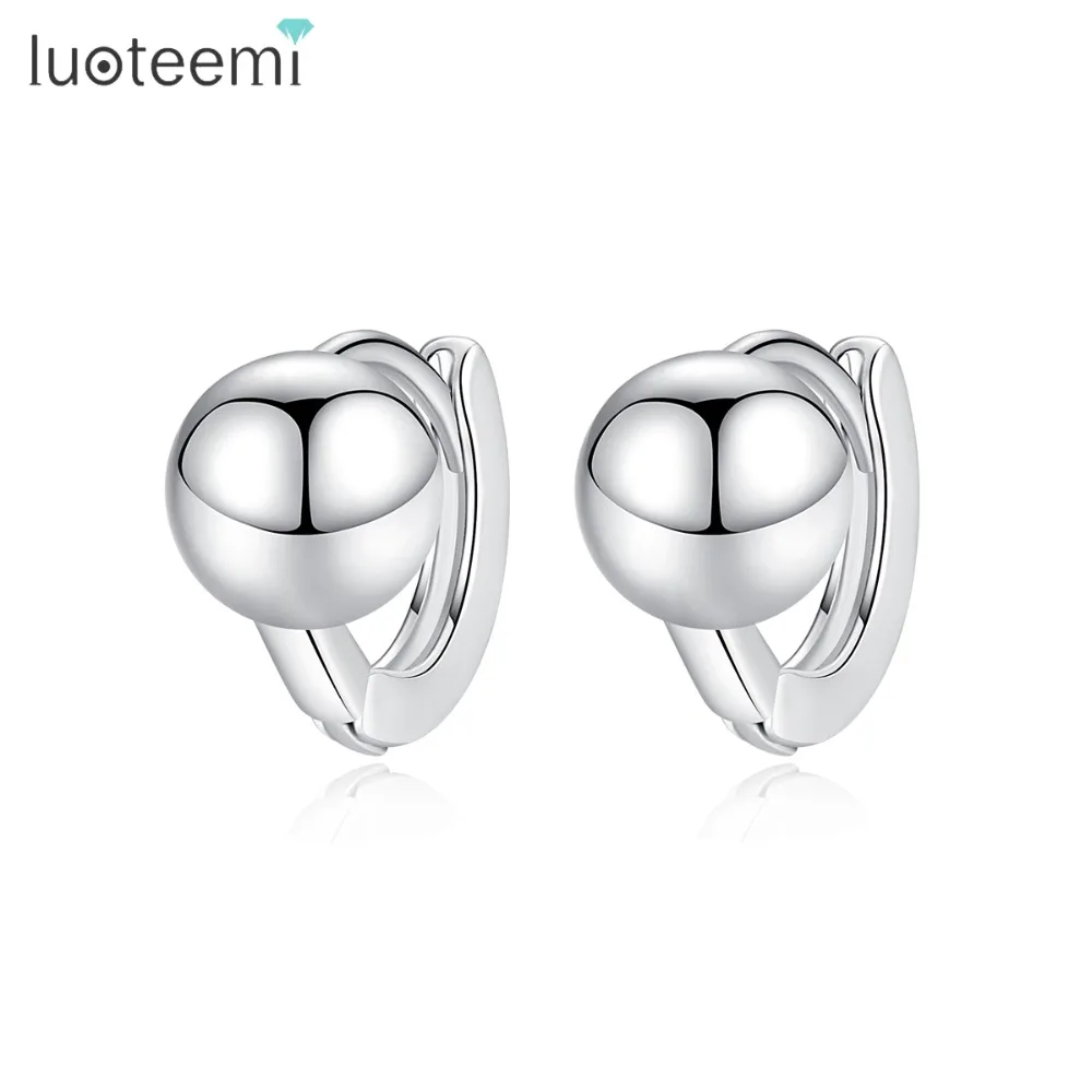 

LUOTEEMI Romantic Small Ball Stud Earrings for Women Party Dating Jewelry Gold or White Gold Color Cute Orecchini Donna Gift