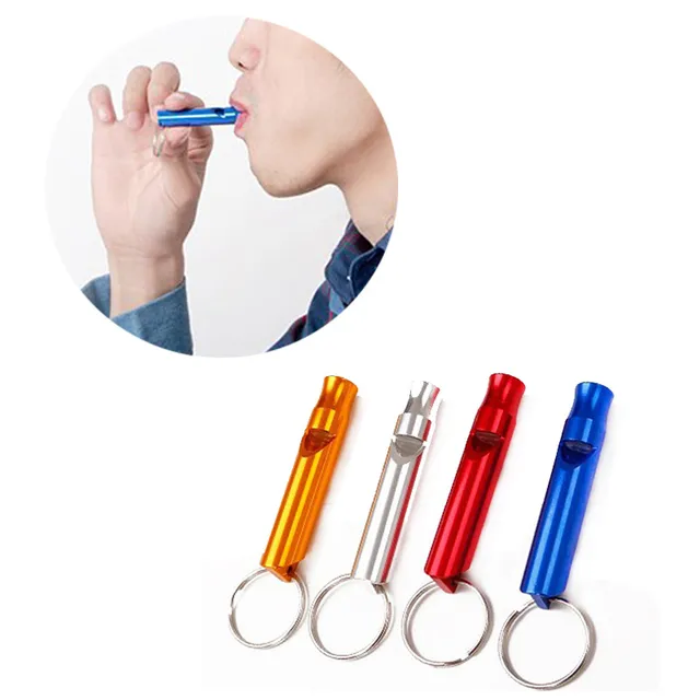 2Pcs Colorful Aluminum Emergency Survival Whistle Keychain For Camping Hiking Outdoor Sport Kit Tool 4.7CM Color Random