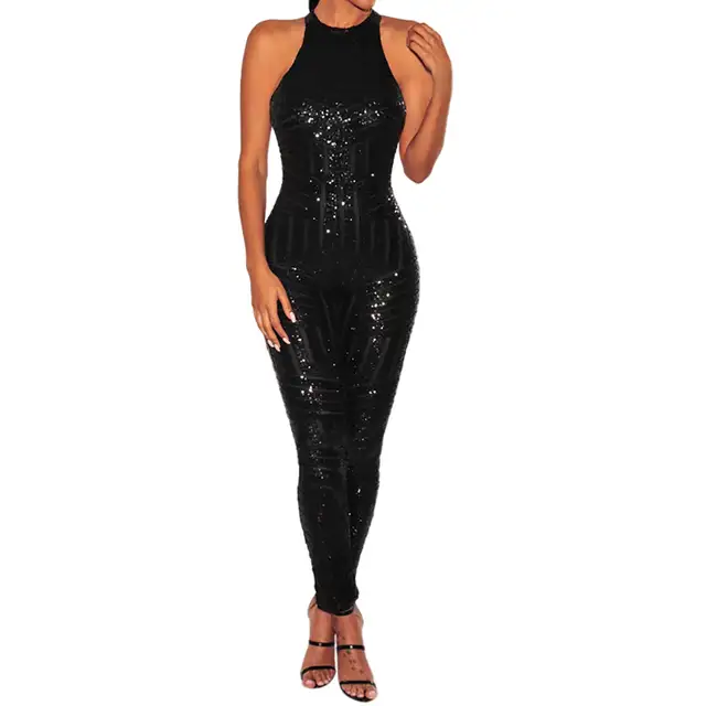 black sequin jumpsuit uk