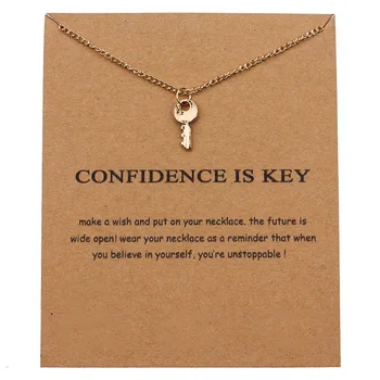 

1pc Simple Key Charm Wish Card Choker Collier Necklaces Links Chains Gold Color For Women Statement Jewelry Gift