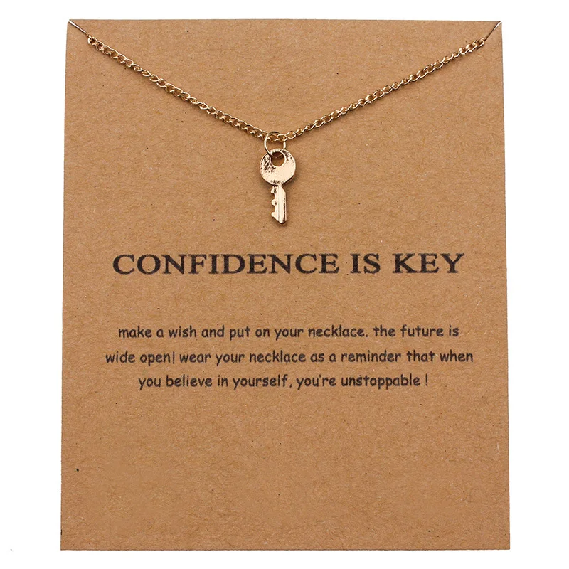 1pc Simple Key Charm Wish Card Choker Collier Necklaces Links Chains