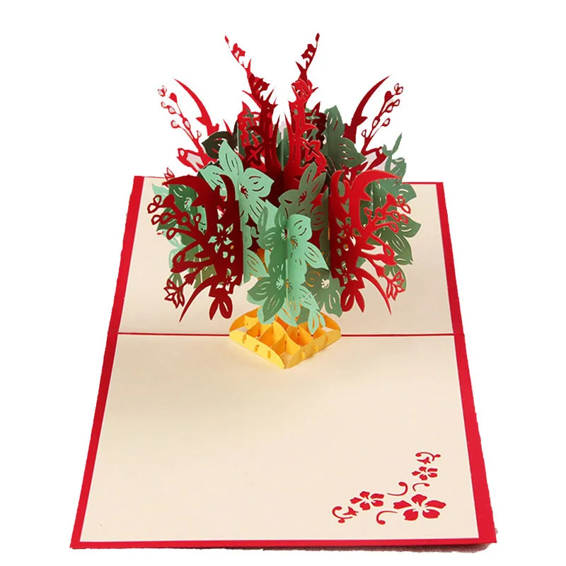 3D лазерная вырезка своими руками Цветочное дерево фестиваль поздравительные открытки Почтовая открытка подарок на день Святого Валентина