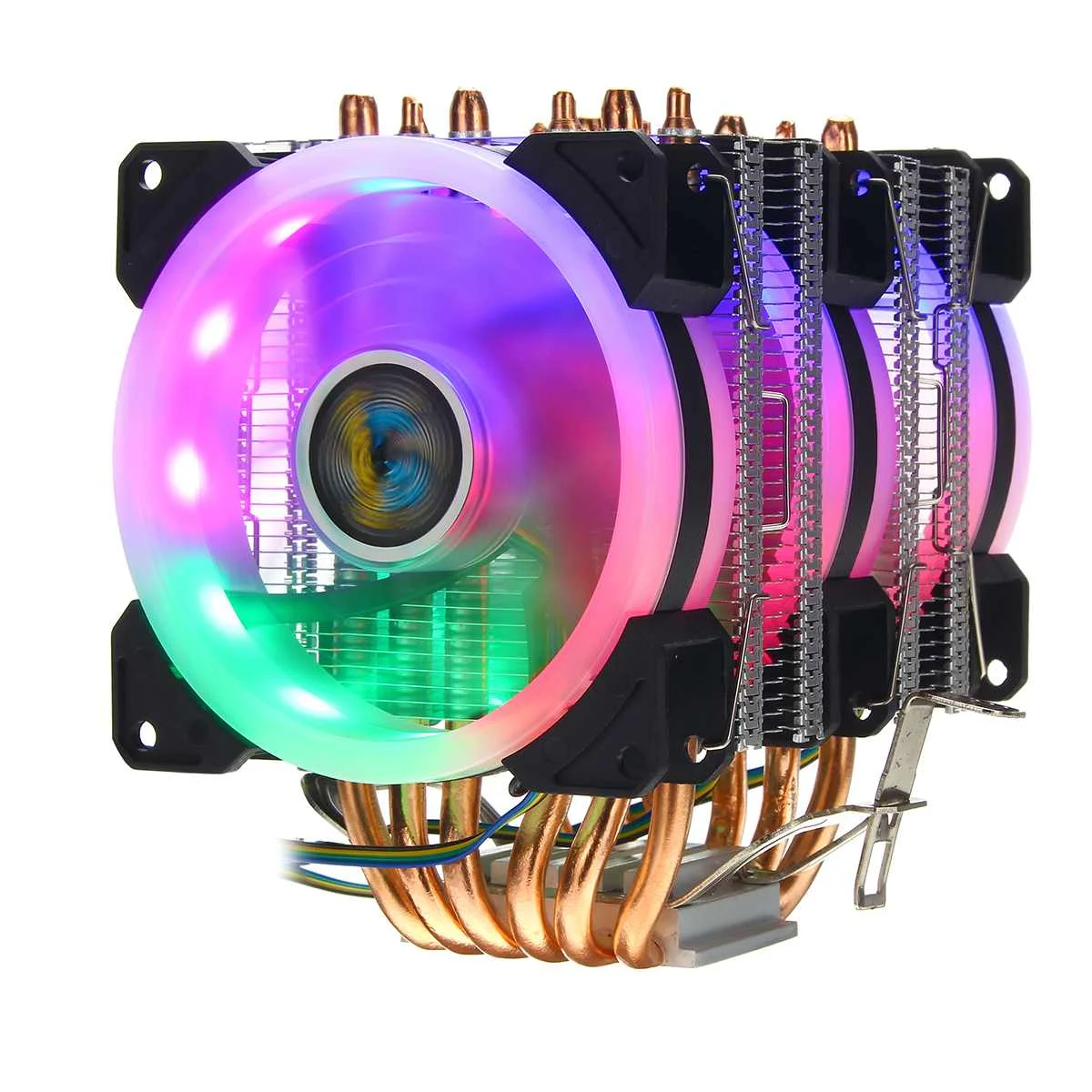 Процессорный кулер вентилятор радиатора 2/4/6 медные тепловые трубки 3/4Pin RGB Вентилятор Кулер для Intel 775/1150/1151/1155/1156/1366 и AMD все платформы - Цвет лезвия: Type 6 6pipe4pin3fan
