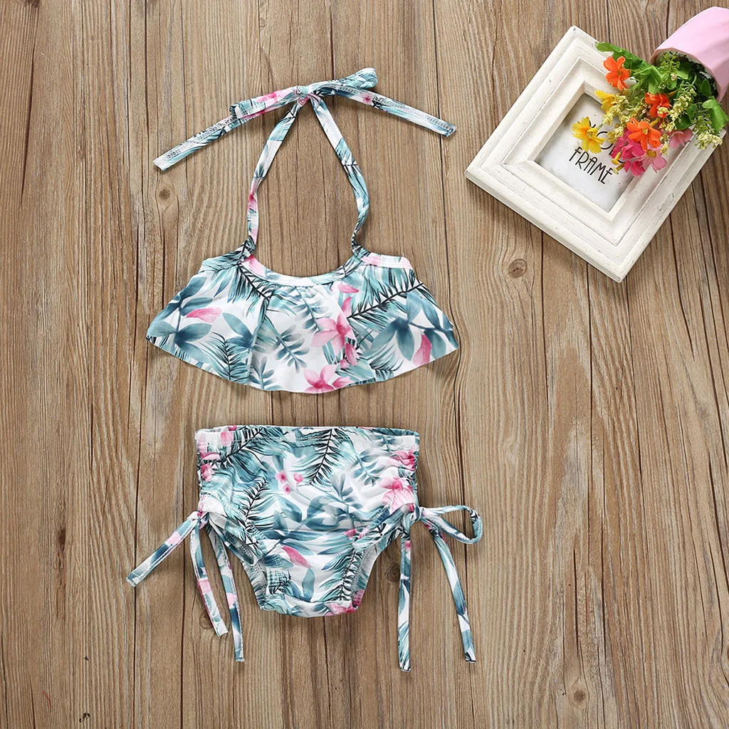 

Kids Baby Girls Leaf Print Vest Summer Swimwear Swimsuit Outfits Cocuk Mayo Kids Swimwear For Girls Maillot De Bain Fille Enfant