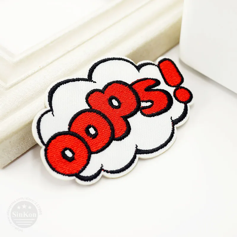 Значки нашивки OOPS (Размер: 5 3x8 3 см) железные вышитые для ткани с мультяшным