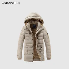 CARANFIER, зимние мужские парки с капюшоном, повседневные мужские утепленные куртки с подкладкой, теплые пальто, модные пальто с флисовой подкладкой, Лидер продаж