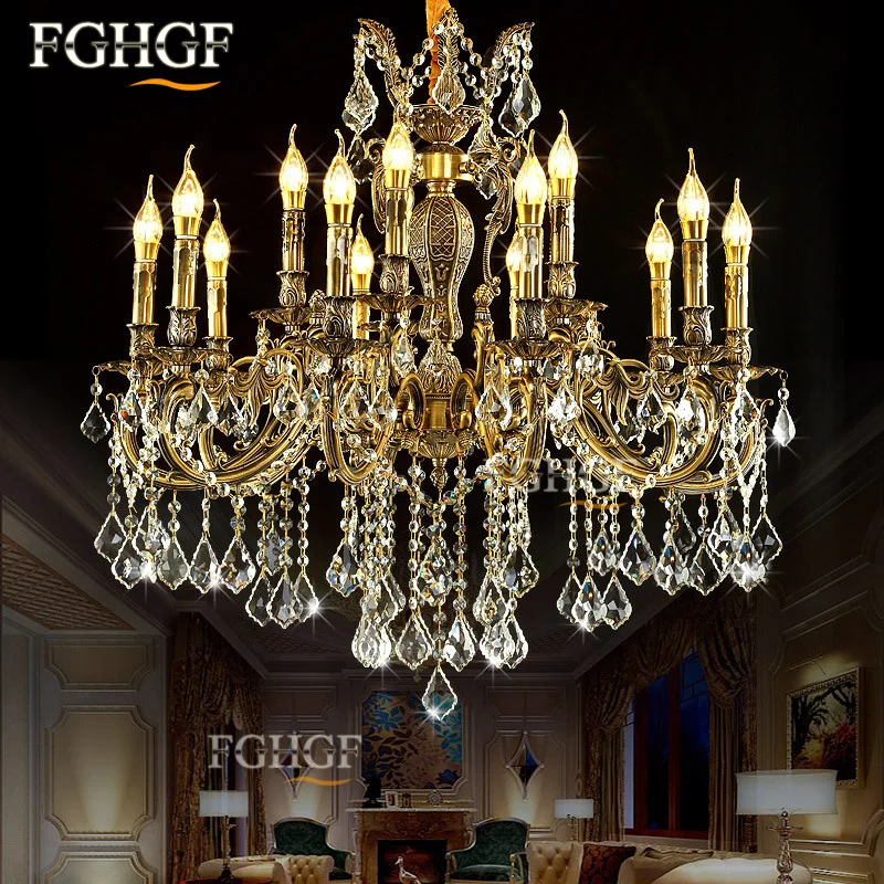 Large Crystal Chandelier Light Luxury Chandeliers Lamp Bronze Color Lighting Lustre E14 E12 Lamp for living room Bedroom Hotel (3)