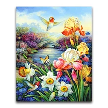 5d обычай алмаз живопись Птицы пейзажи реки вышивка крестиком Снеговик санта-клаус дар home decor diy pintura стразами ponto cruz