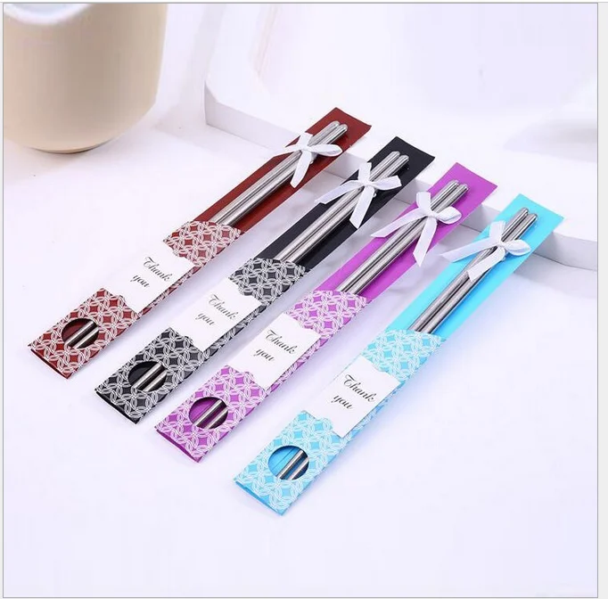 

new!!! free shipping 200 pairs/lot wedding gift souvenirs of stainless steel chopstick sets favors, party return gifts for guest