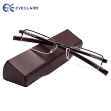 EYEGUARD Half-Rim металлический каркас Мини-объектив очки для чтения унисекс с жестким чехлом