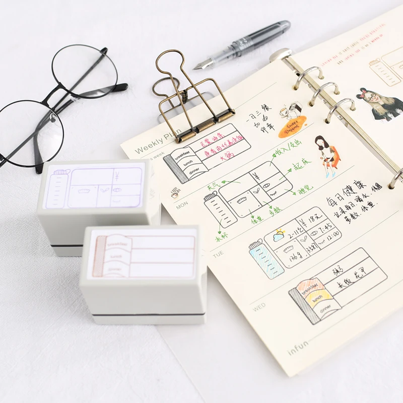 

1pc schedule health live dinner Photosensitive seal creative schedule planner scrapbooking DIY stamp Student