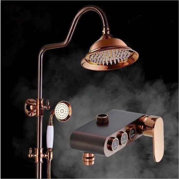 

Luxury NEW Antique Rainfall Shower Set Faucet + Tub Mixer Tap + Hand held Shower Retro Luxury Bath and shower faucet set