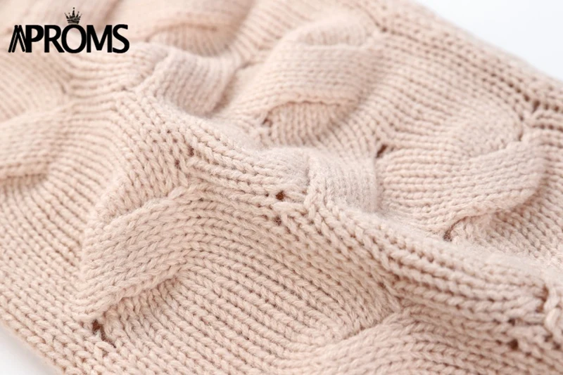 Aproms с открытыми плечами твист вязаный свитер Для женщин Розово-серый свободные толстые пуловеры Зимняя мода крутой Топы Sueter Mujer